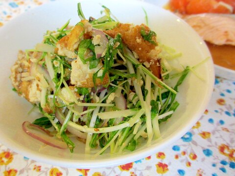厚揚げと水菜のポン酢サラダ